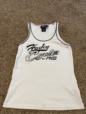 Harley-Davidson White Tank with Black Script Logo